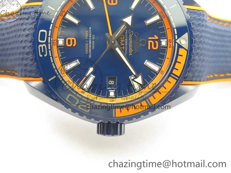 0521 Planet Ocean 45.5mm Big Blue Real Ceramic VSF 1:1 Best Edition on Blue Rubber Strap A8906 Super Clone Unique 7896